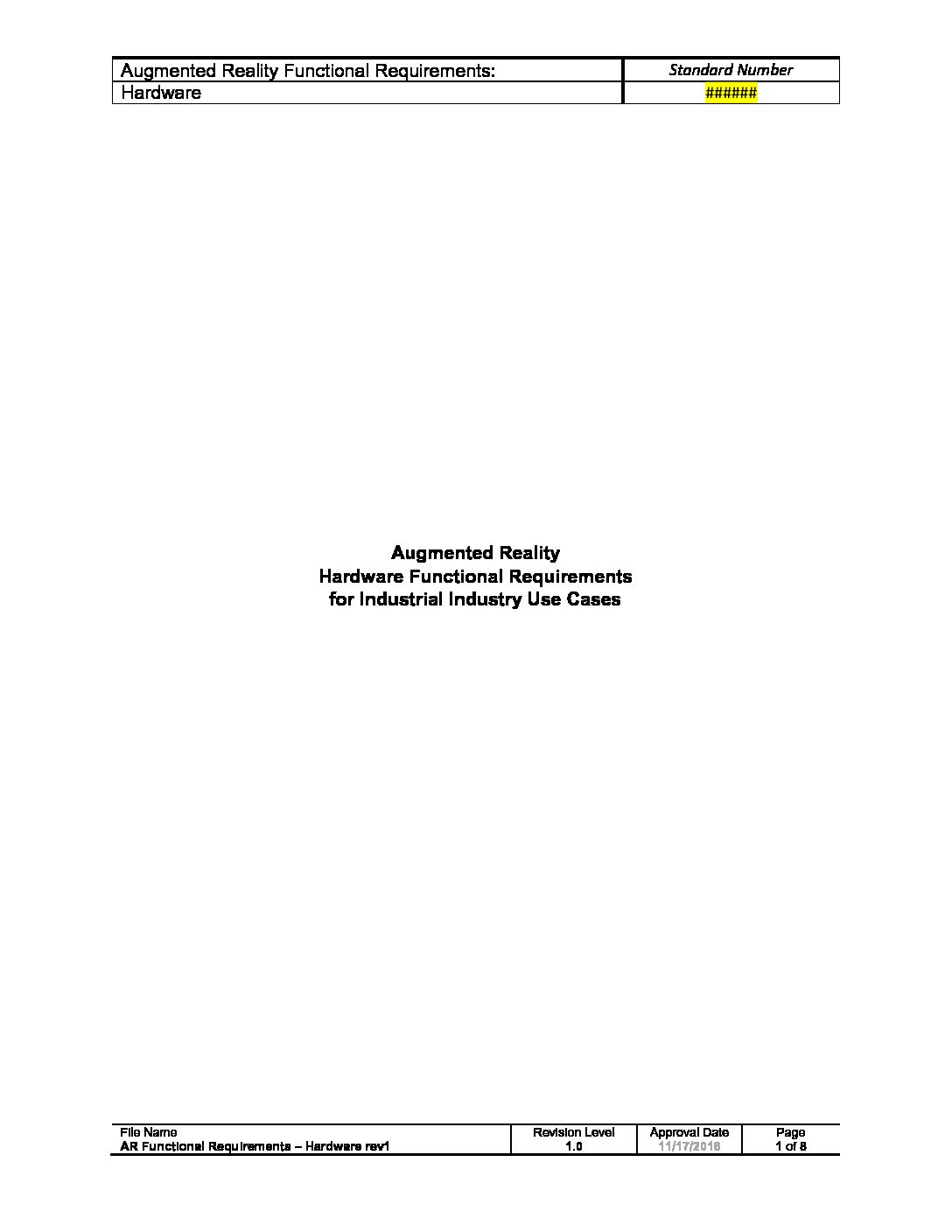 AR Functional Requirements-Hardware