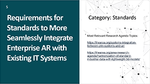 Requirements for Standards to More Seamlessly Integrate Enterprise AR with Existing IT Systems